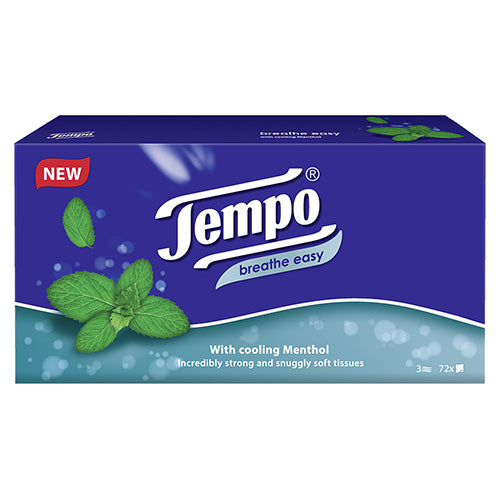 Tempo Strong, Soft & Breathable Menthol Tissues 72's 3ply