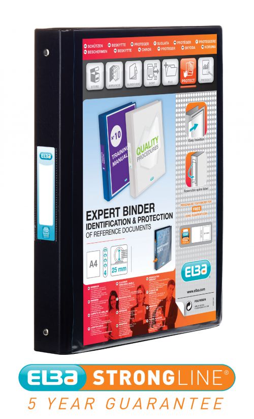 Elba Vision 25Mm 4 O-Ring Binder Pp A4 Black 100080881