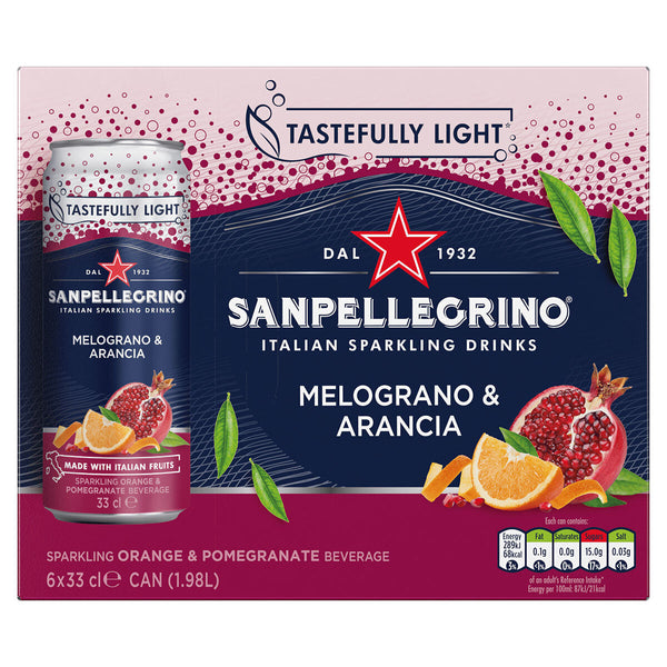 San Pellegrino Sparkling Pomegranate & Orange Cans 24x330ml