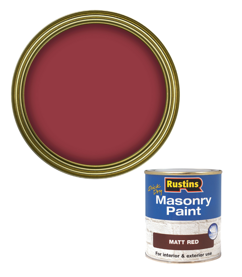 Rustins Masonry Paint | Matt Red | Quick Drying | Low Odour | 250ml