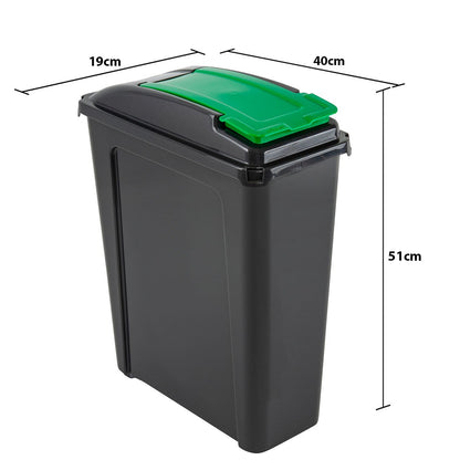 VFM Recycle It 25L Slimline Recycle It Waste Plastic Recycling Bin 4 Piece Set