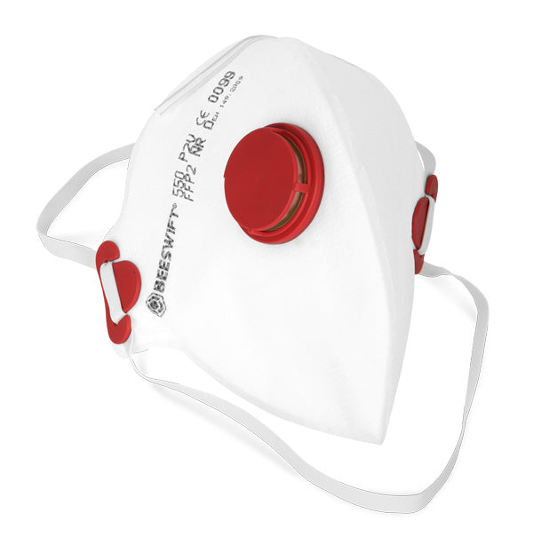 Beeswift Fold Flat P2 Valved Mask White Box 20's