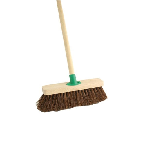Bentley 12inch Stiff Bassine Broom Head with Handle & Push fit Plastic Bracket