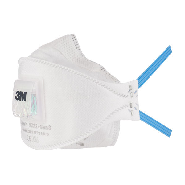 3M 9322+Gen3 Aura Ffp2V Mask White 492X290X438mm Box 10's
