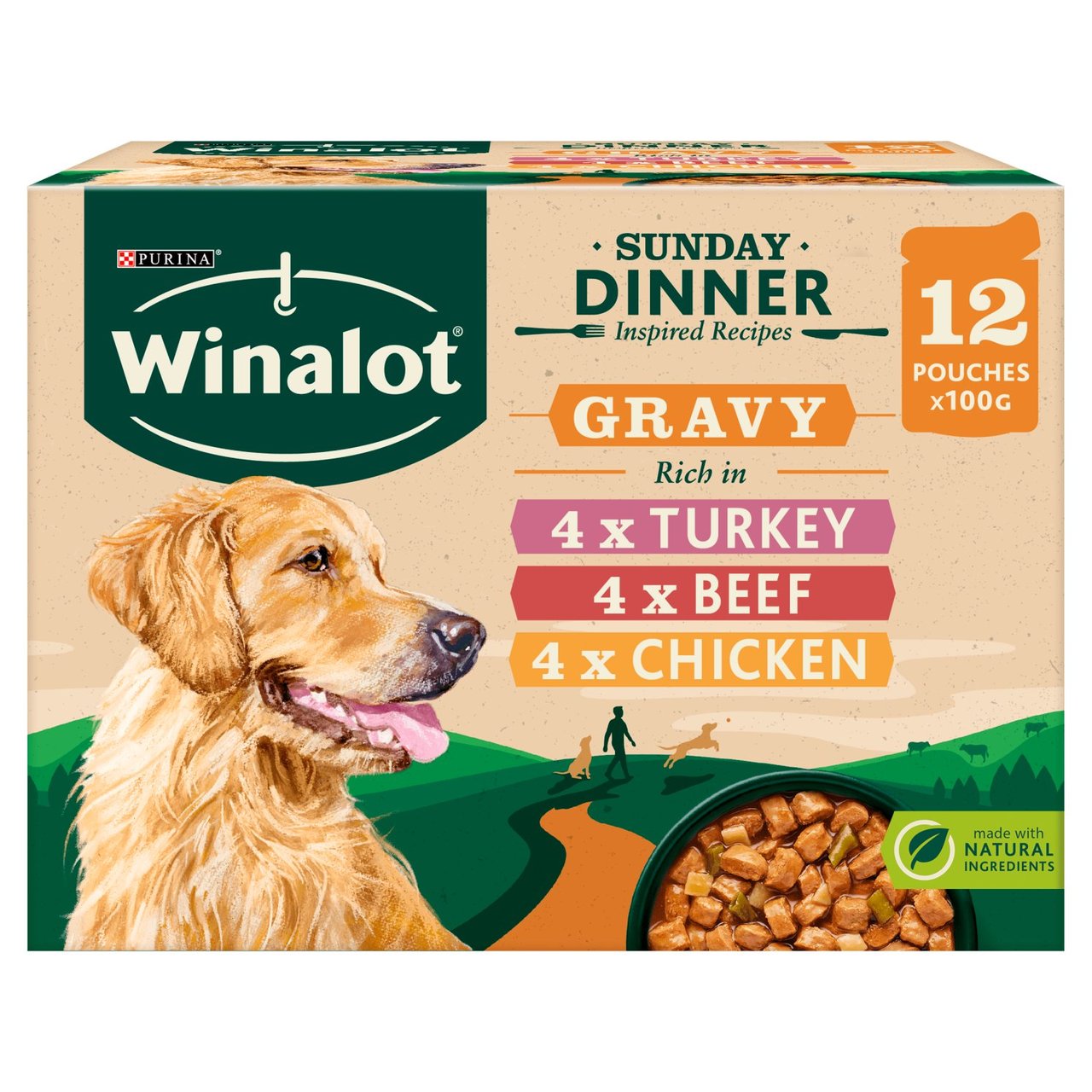 Winalot Sunday Dinner Wet Dog Food Pouches in Gravy 12 x 100g