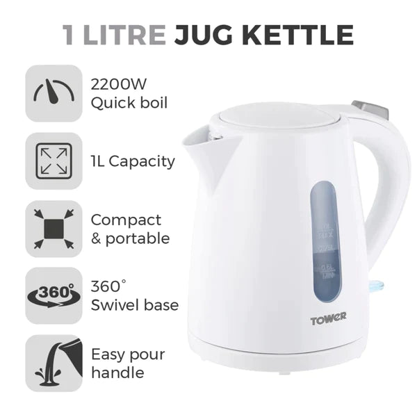 Tower Essentials Kettle 1.0L White T10029W