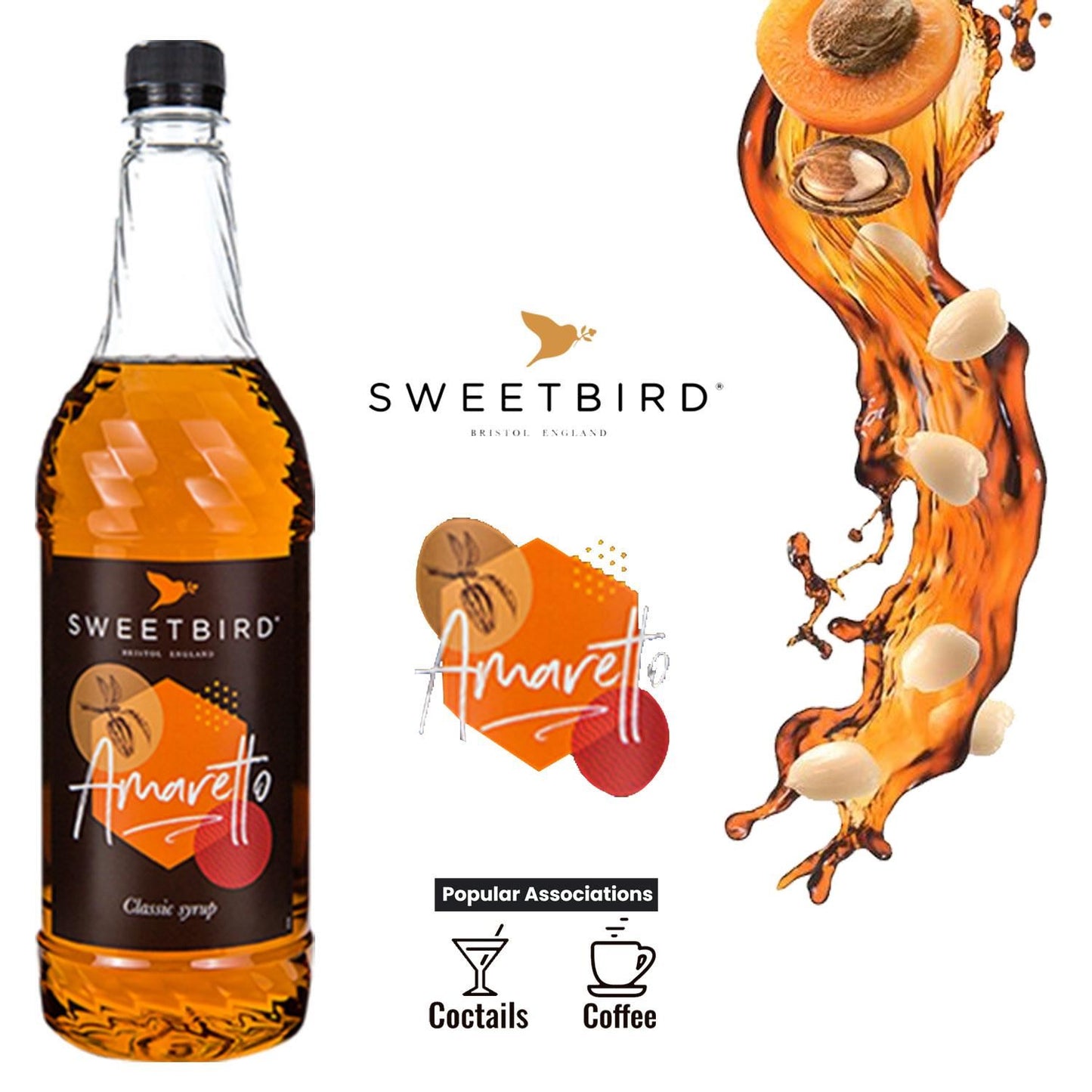 Sweetbird Amaretto Coffee Syrup 1litre (Plastic)