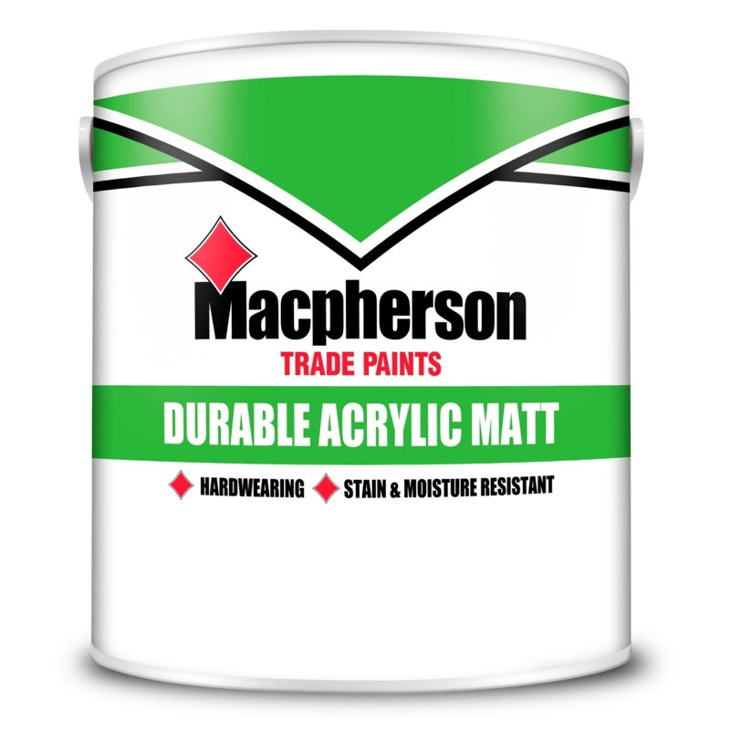 Macpherson Durable Acrylic Matt Base Paint White MC1 5L