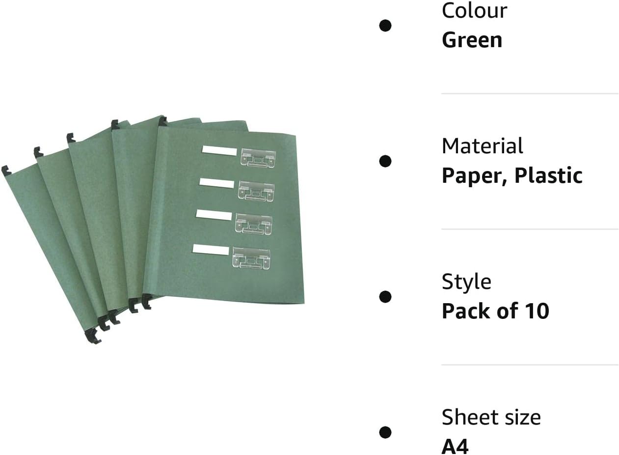 Cathedral A4 Suspension File Manilla V Base Green (Pack 10) Includes Tabs & Inserts