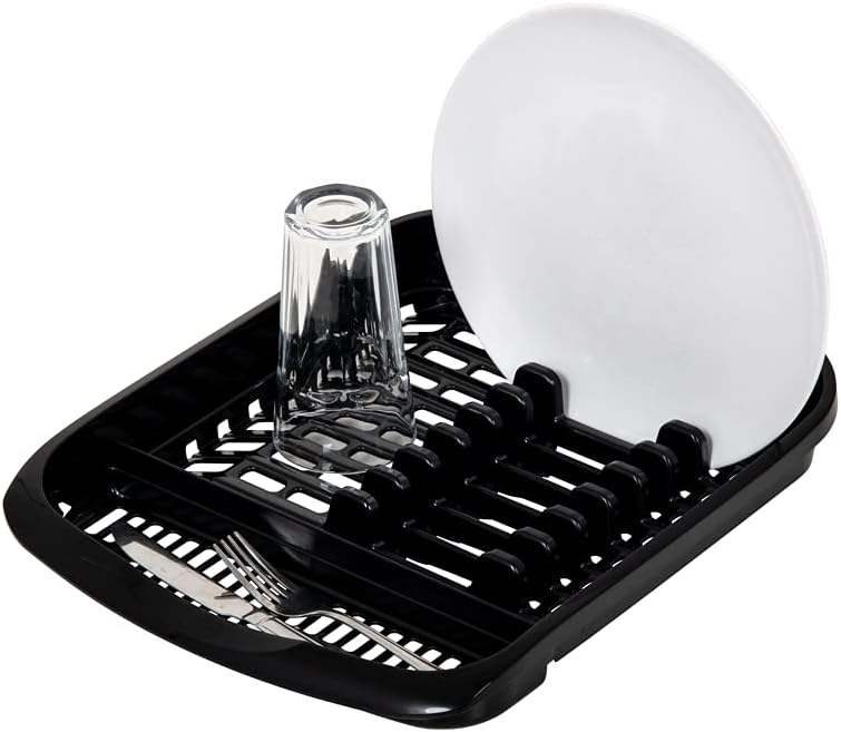 Addis 516468 Plate Dish Draining Rack, Soft Black, 33 X 39.5 X 6 Cm