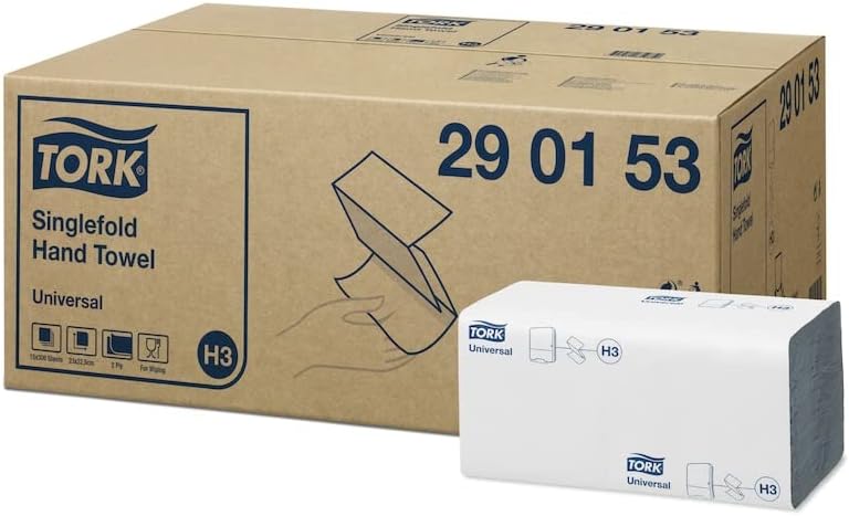 Tork 290153 Universal Singlefold Hand Towel, White, 2 Ply, Pack x 4500 - NWT FM SOLUTIONS
