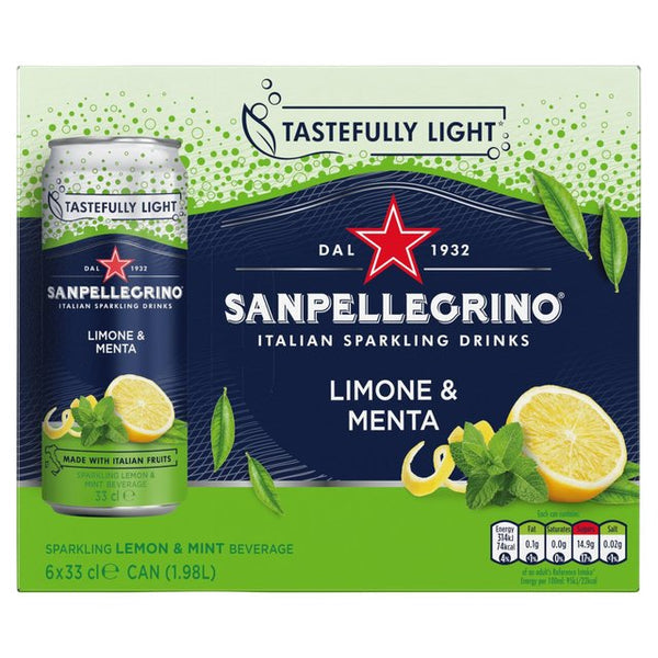 San Pellegrino Sparkling Lemon & Mint Cans 24x330ml