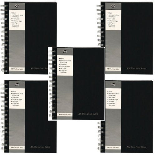 Pukka Pad Feint Ruled Wirebound Notebook A5 (5 Pack) SBWRULA5