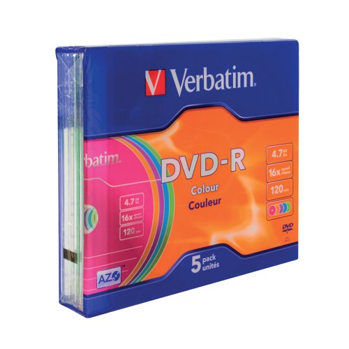 Verbatim DVD-R Non-Printable Jewel Case 16x 4.7GB (Pack of 5) 43557