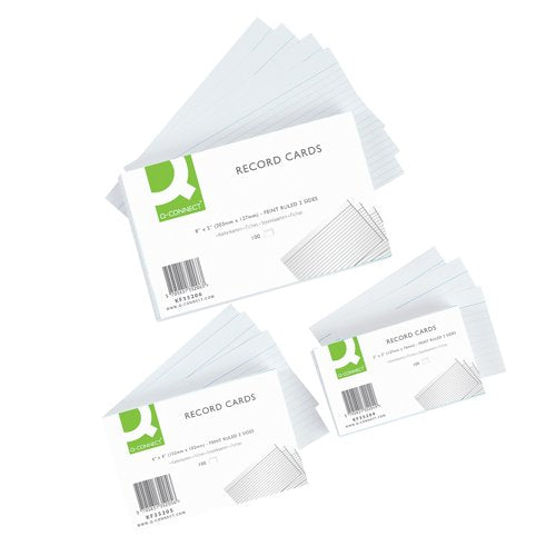 Q-Connect Record Card 127x76mm Ruled Feint White (100 Pack) KF35204
