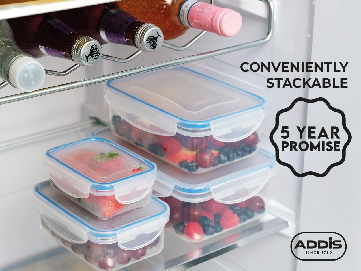 Addis Clip Tight Food Storage Containers 300 Ml Square Pack Of 3 Clear