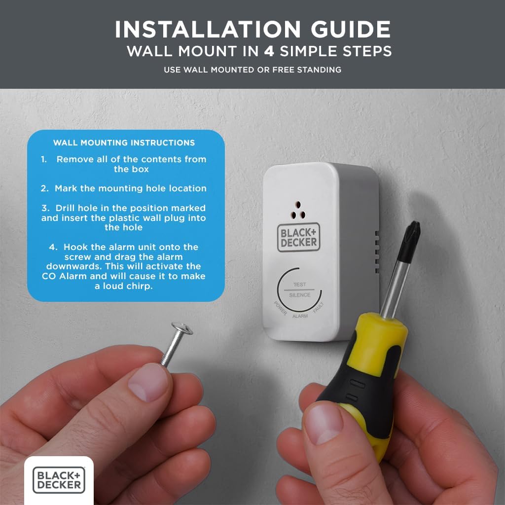 BLACK+DECKER CONNECTED Carbon Monoxide Alarm and Detector | 10 Year Battery life