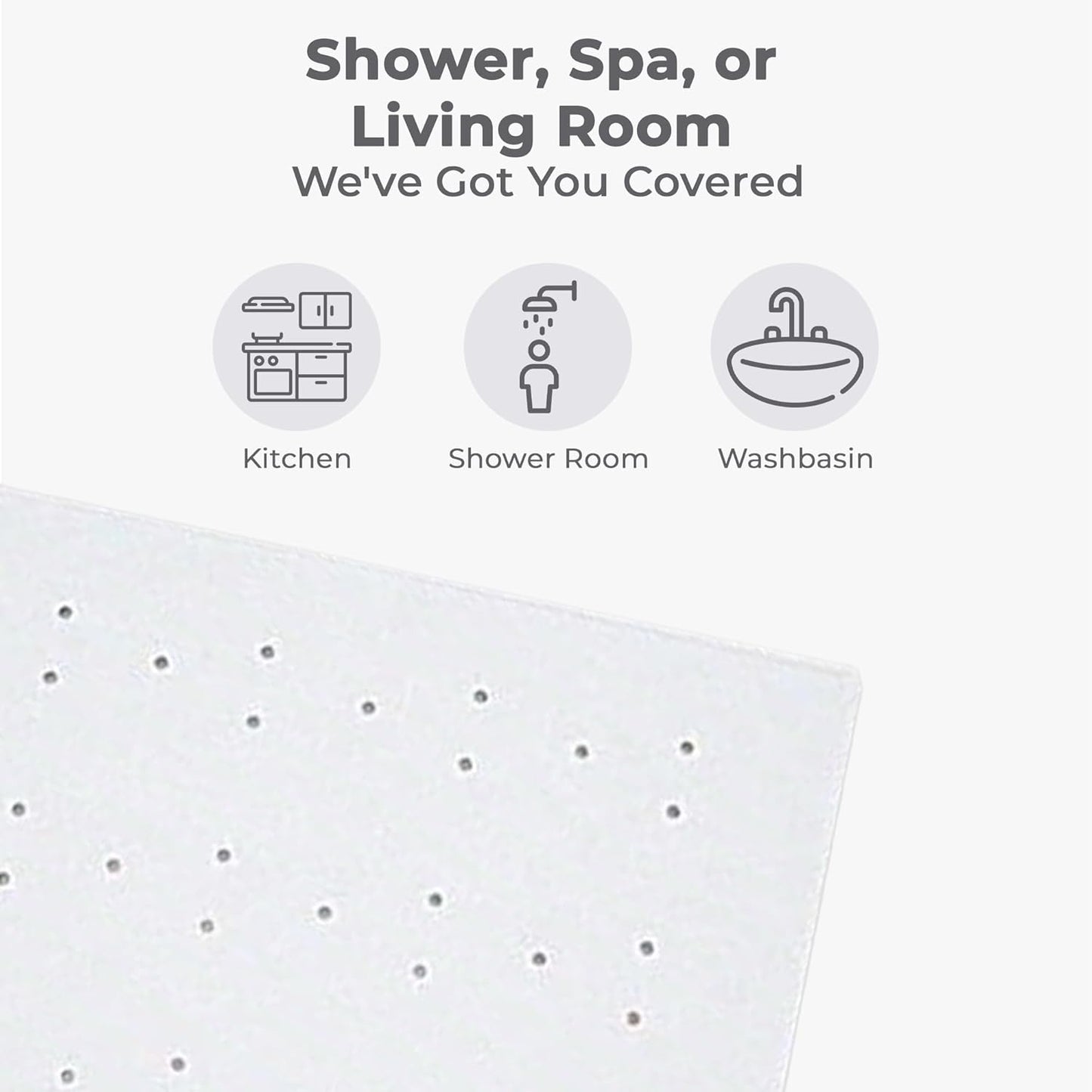 Blue Canyon Nonslip Antibacterial Rubber Shower Mats 53X53 Cm White