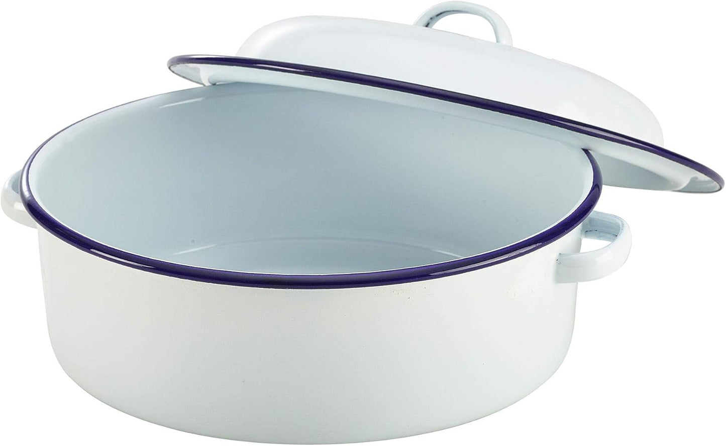 Barmans Byx0B0A6289 Enamel Roaster With Lid, White, 20Cm