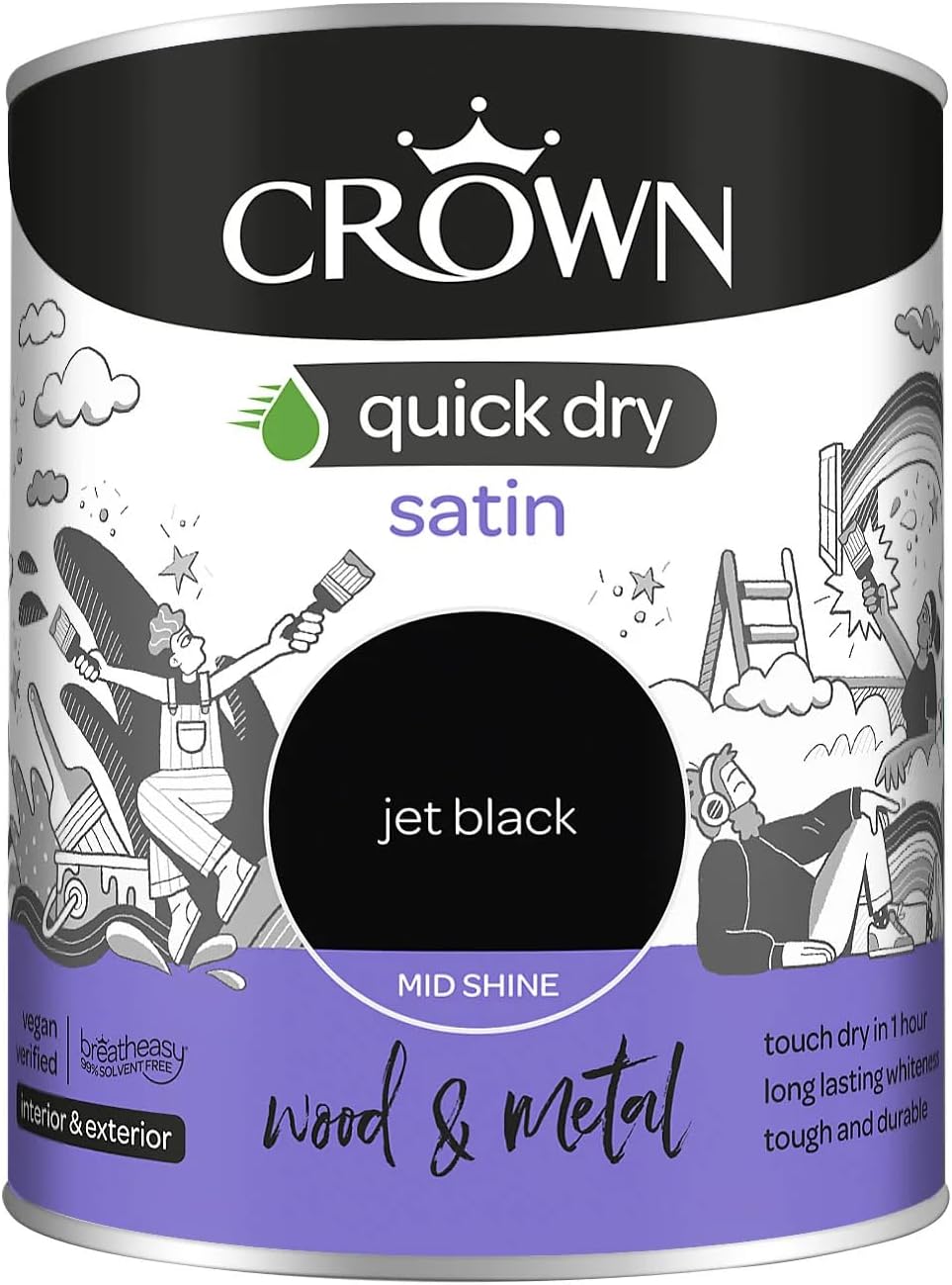 Crown Quick Dry Gloss Interior & Exterior Jet Black 750ml