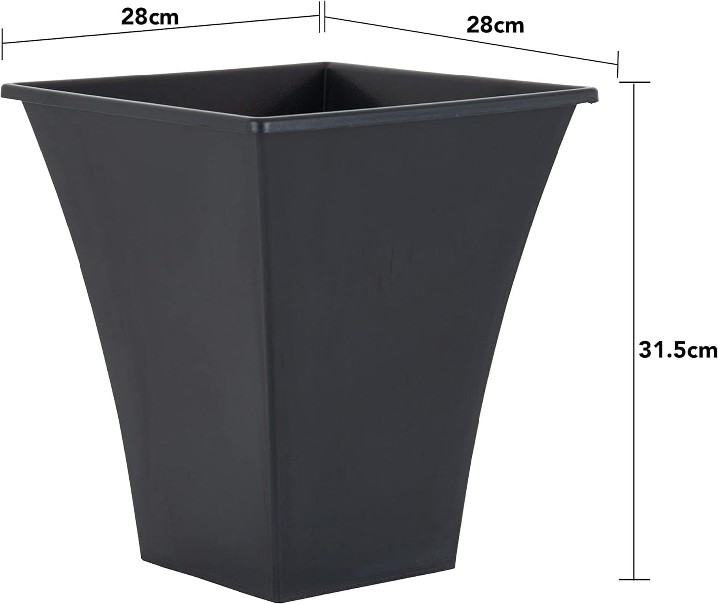 Wham Black Square Metallica Planter 28cm H308