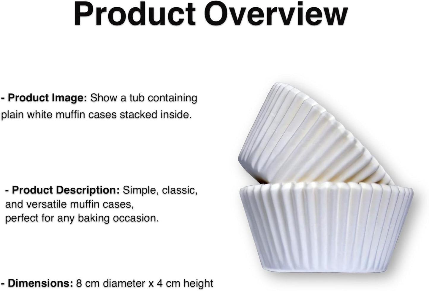 Caroline Plain White Muffin Cake Cases - Tub Of 50 Large (8Cm X 4Cm)