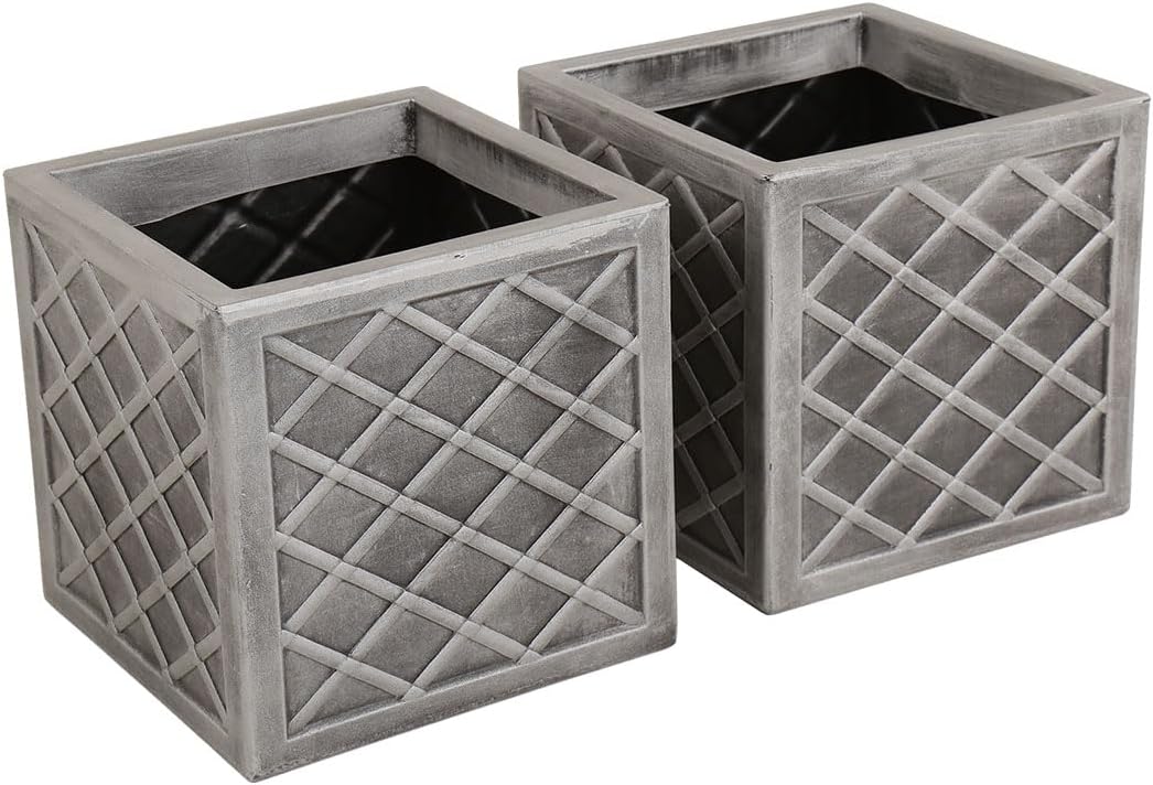 Lazio Pewter Small 32cm Square Planter {GN697}