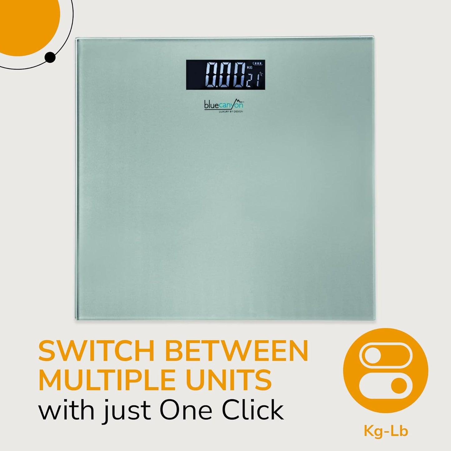 Blue Canyon Digital Bathroom Scales| Led Display| 180Kg Max Capacity Silver