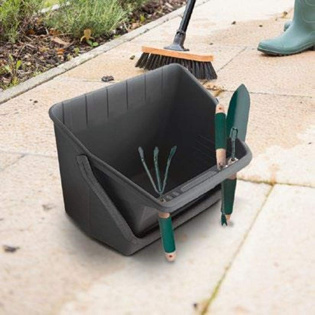 Addis 513825 Garden Leaf Lawn Cuttings Scoop Tool Bucket With Handle, Black, 41 X 30 X 33Cm