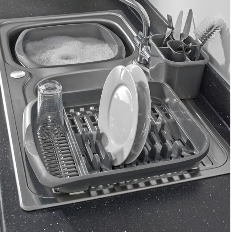 Addis 516468 Plate Dish Draining Rack, Soft Black, 33 X 39.5 X 6 Cm