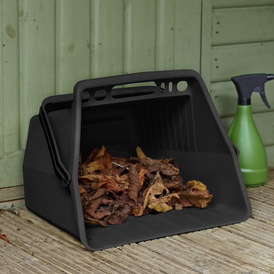 Addis 513825 Garden Leaf Lawn Cuttings Scoop Tool Bucket With Handle, Black, 41 X 30 X 33Cm