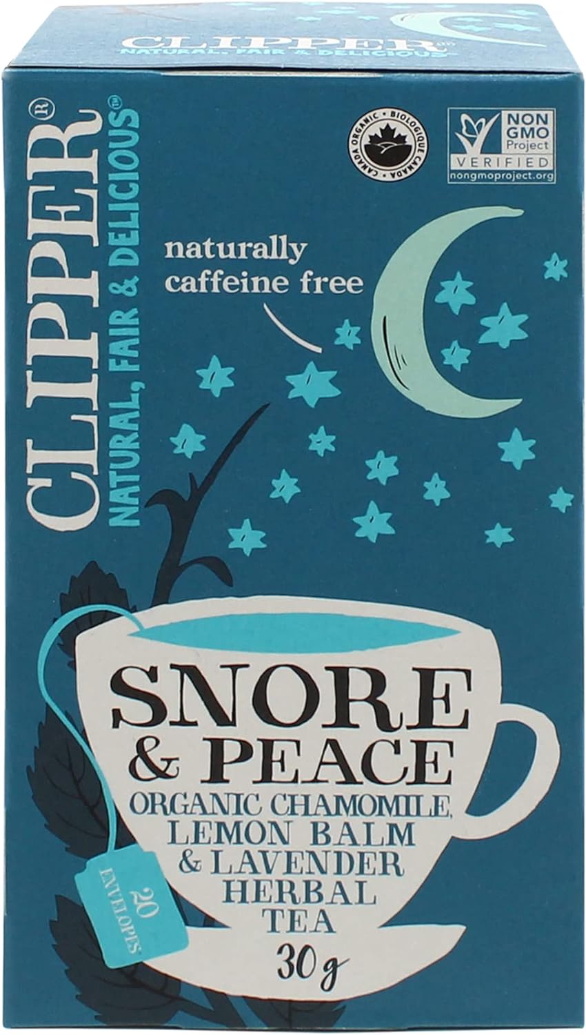 Clipper 'Snore & Peace' Organic Chamomile, Lemon Balm & Lavender Envelopes 20's