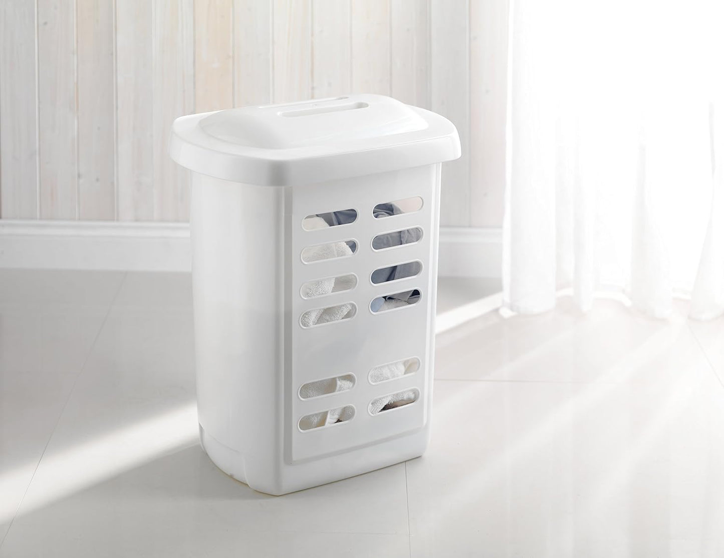 Addis White Linen Laundry Hamper 60 Litre