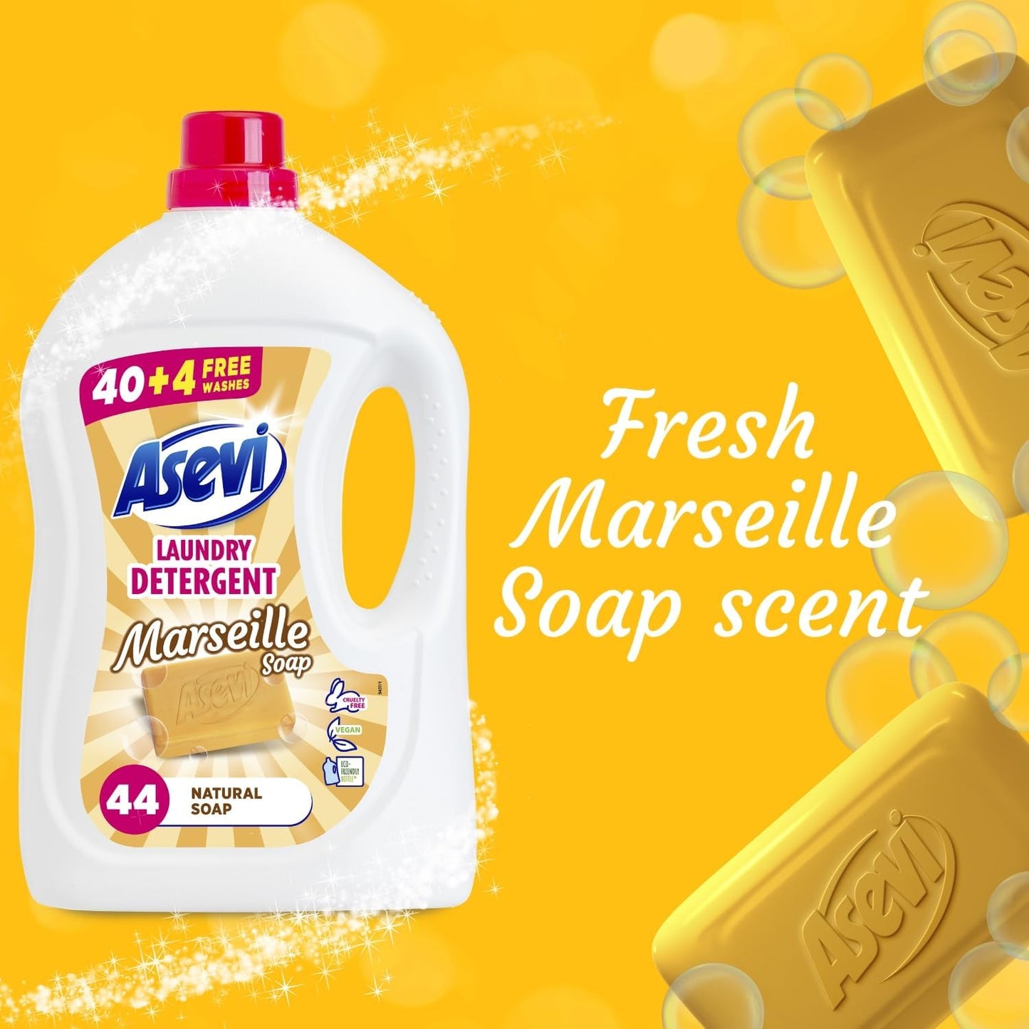Asevi SPANISH Laundry Detergent & Cleanser 2376ML, 44W, Marseille Soap