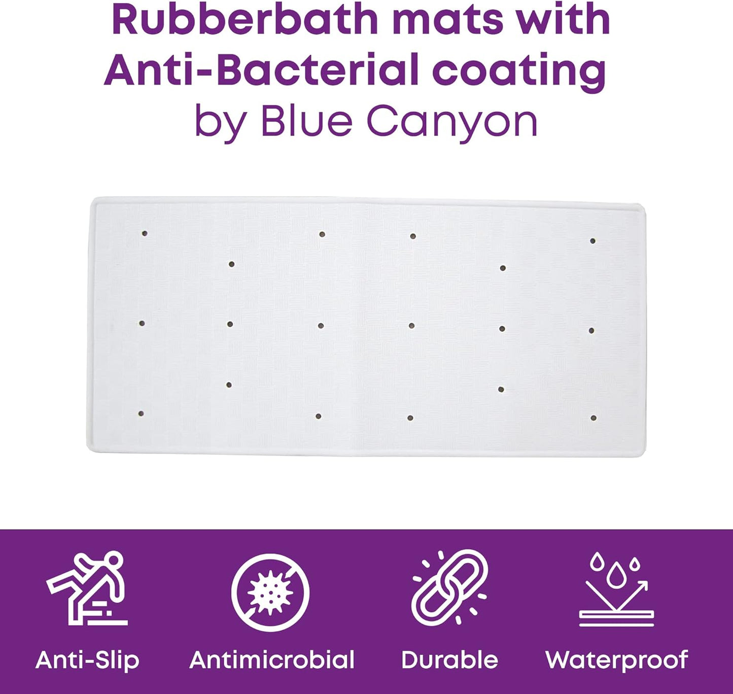Blue Canyon Anti-Bacterial Rubber Bath Mat - White (34 X 74Cm)