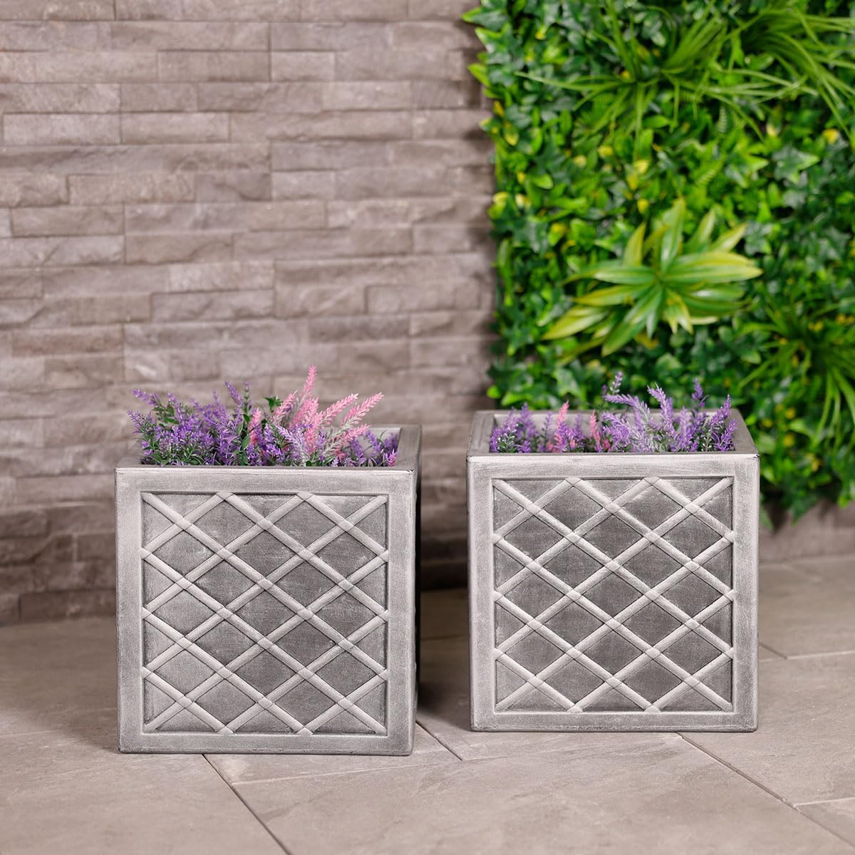 Lazio Pewter Small 32cm Square Planter {GN697}