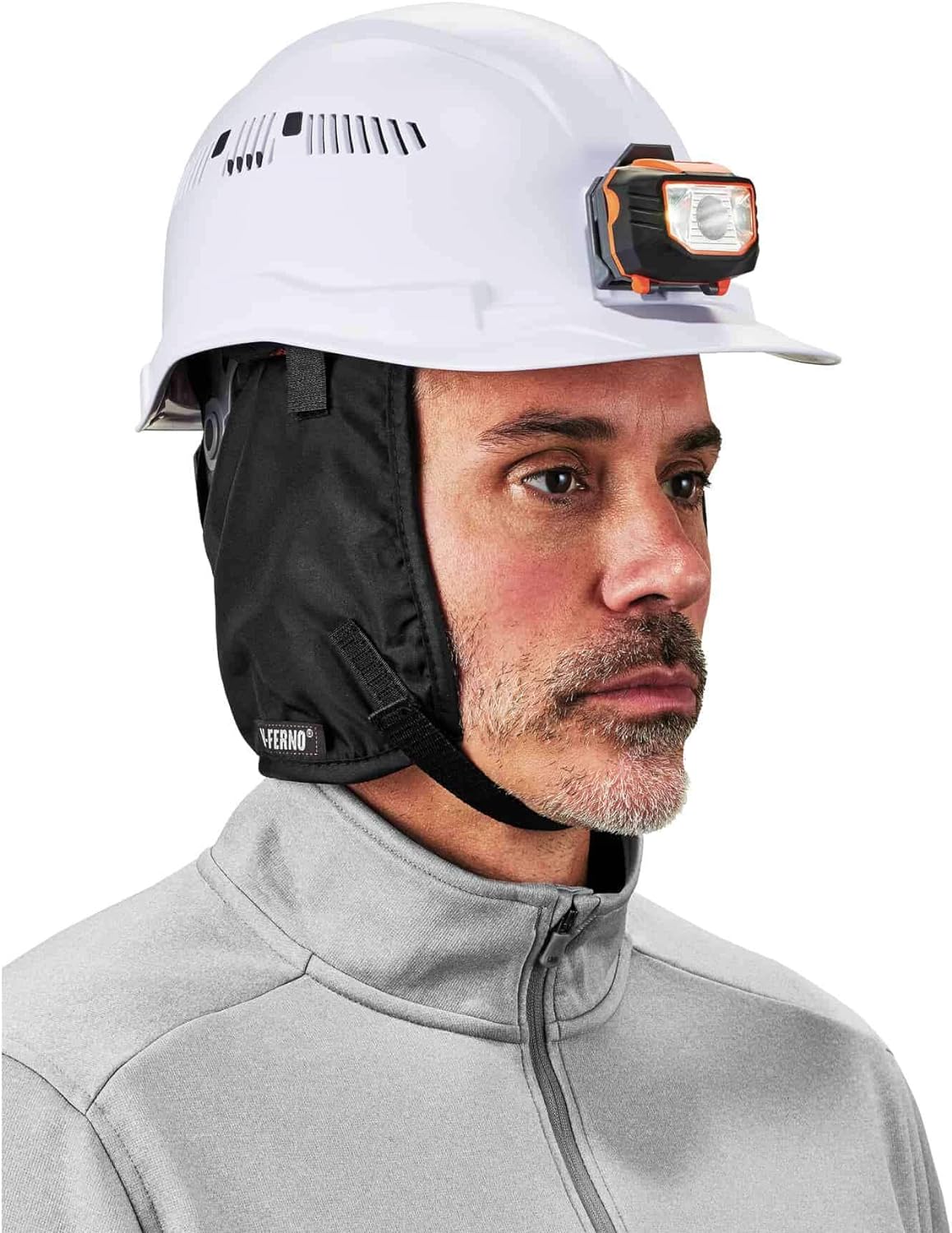 Winter Hard Hat Liner, Thermal Fleece Lining, Chin Length, Black