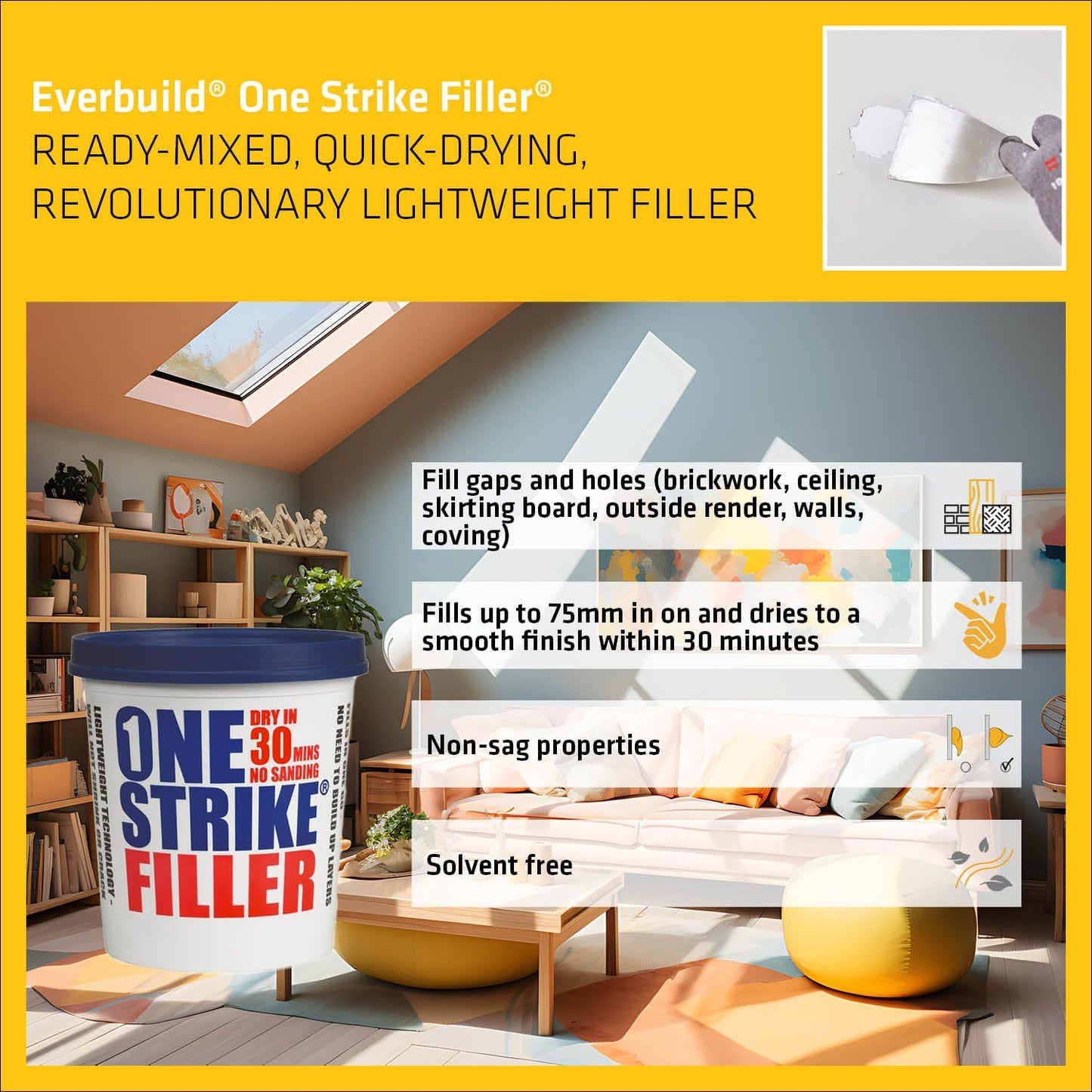 Everbuild One Strike Multi-Purpose Quick-Drying Filler White €“ 1L