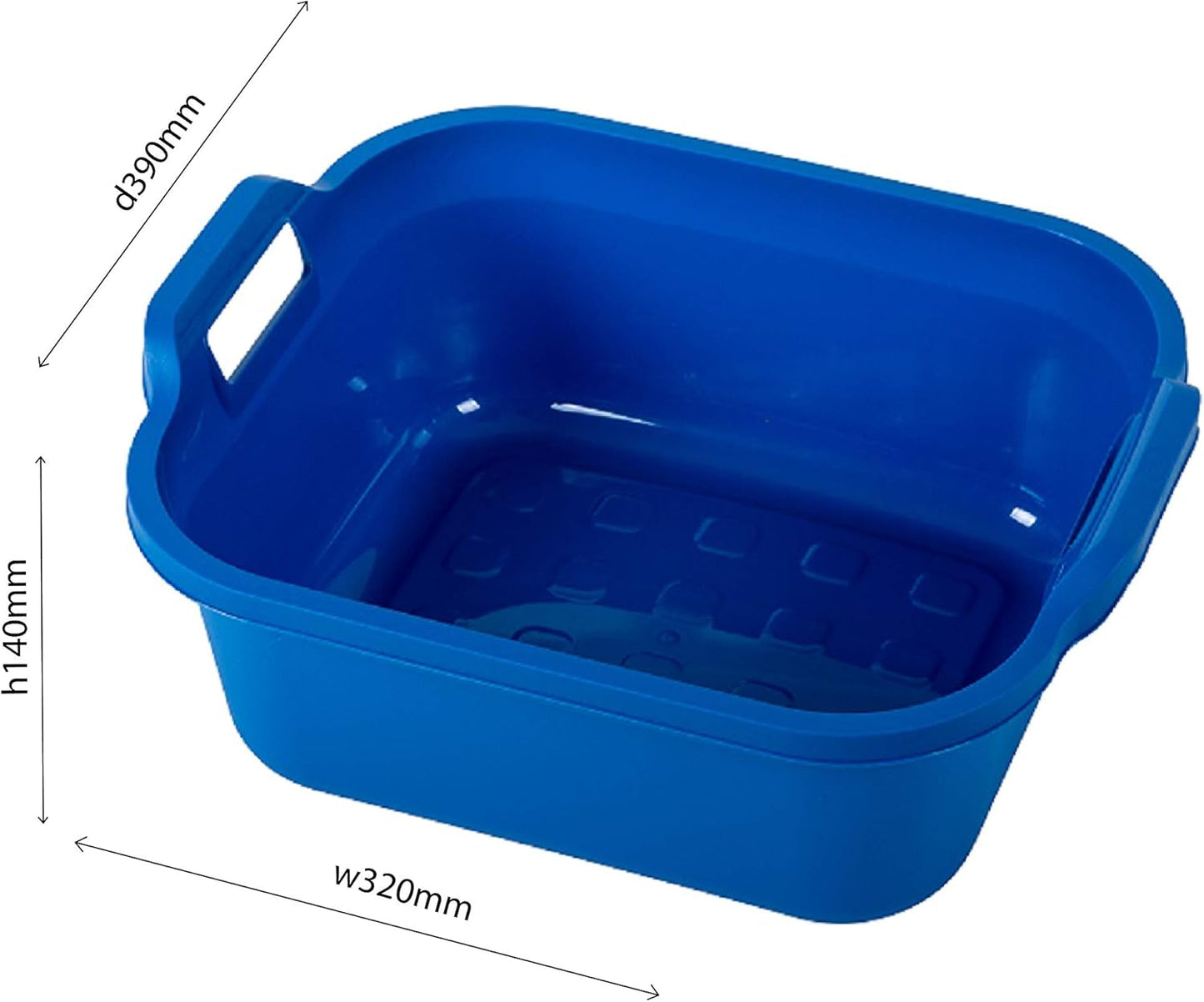 Addis Large Rectangular 10L Washing Up Bowl With Handles, Cobalt Blue