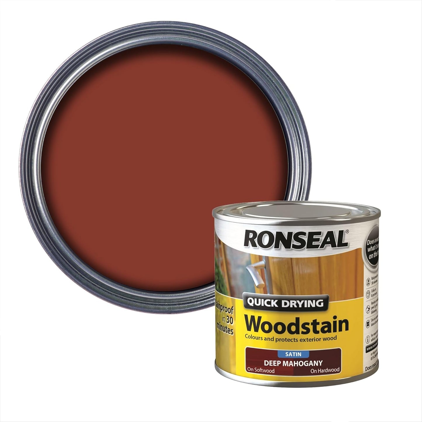 Ronseal Antique Pine Satin Woodstain | Soft or Hard Wood | Quick Drying | 250ml