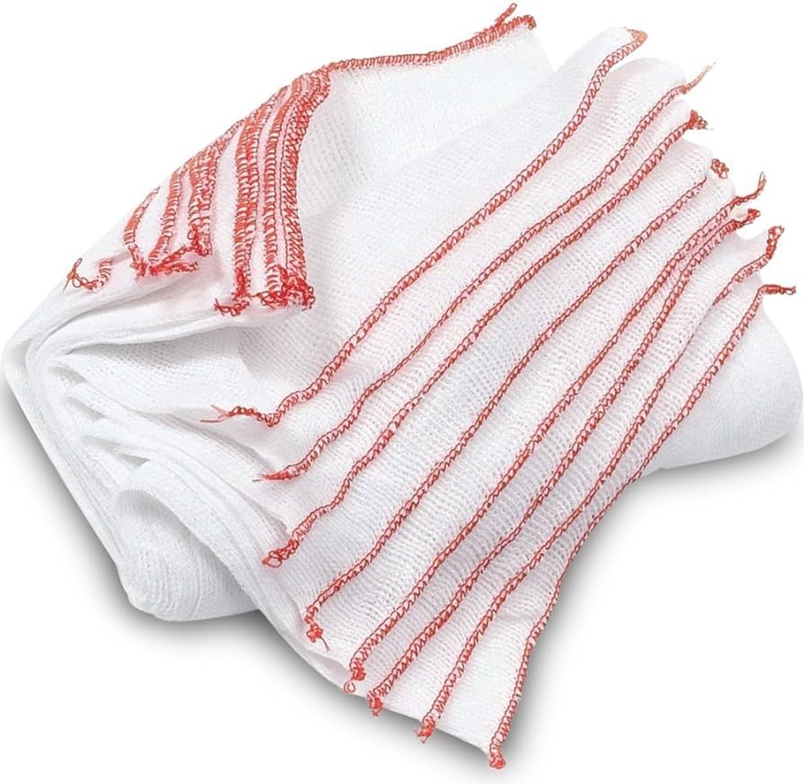 100% Cotton Basic Dishcloths 8-Pack Trimmed in Red