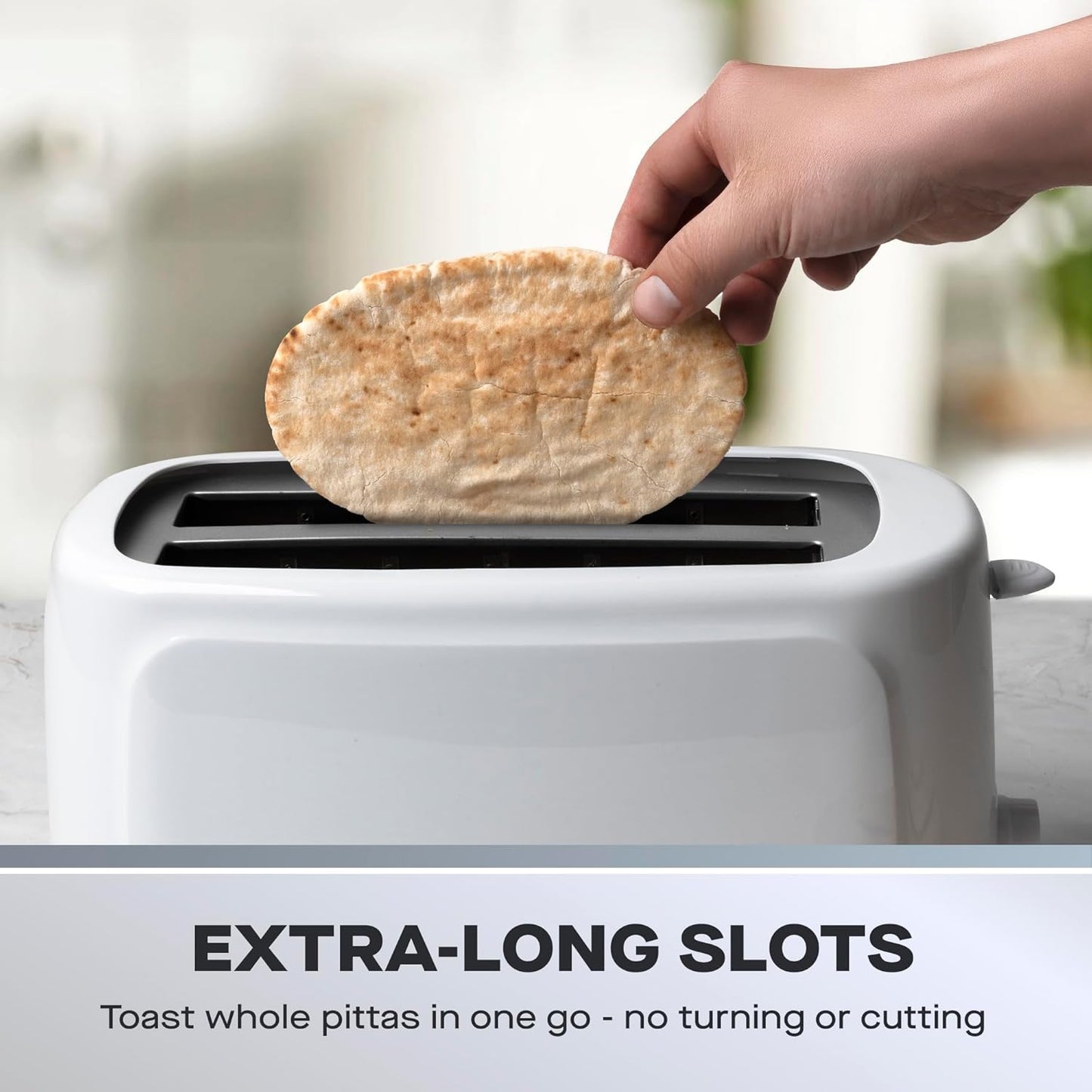 Daewoo Essentials Long Slot Toaster | 4 Slice | White