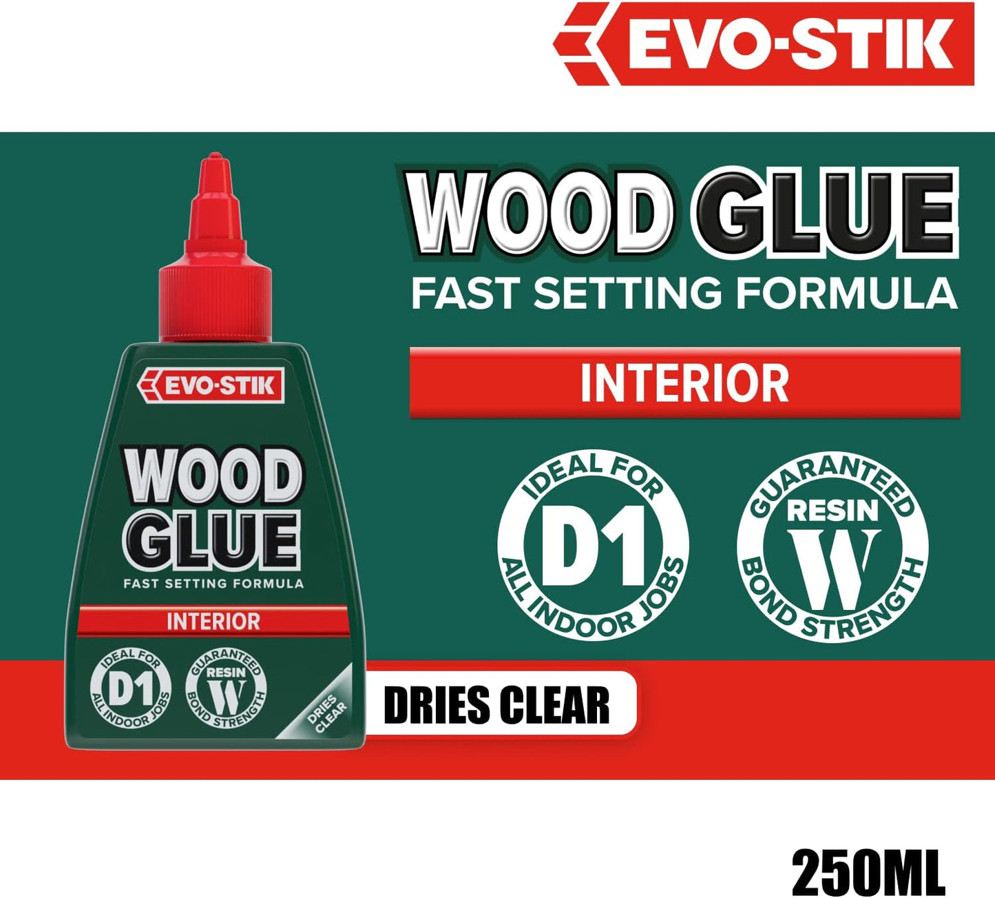 EVO-STIK Wood Glue | Interior | Extra Strong | Fast Setting | Dries Clear | 1 x 125ml