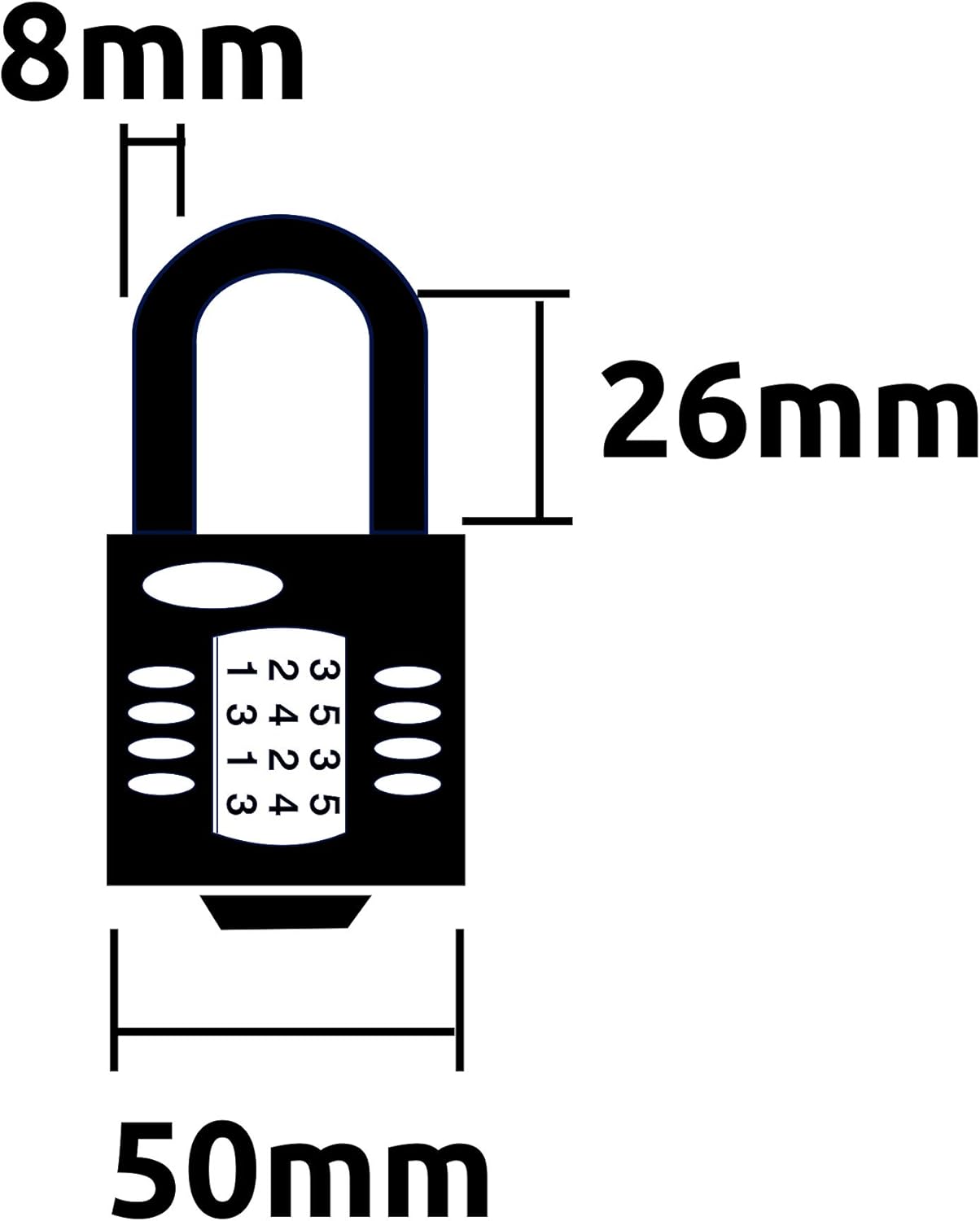 Squire Heavy Duty Padlock (Cp50) - Steel Shackle - 4 Wheel Combination (Blue, 50 Mm)