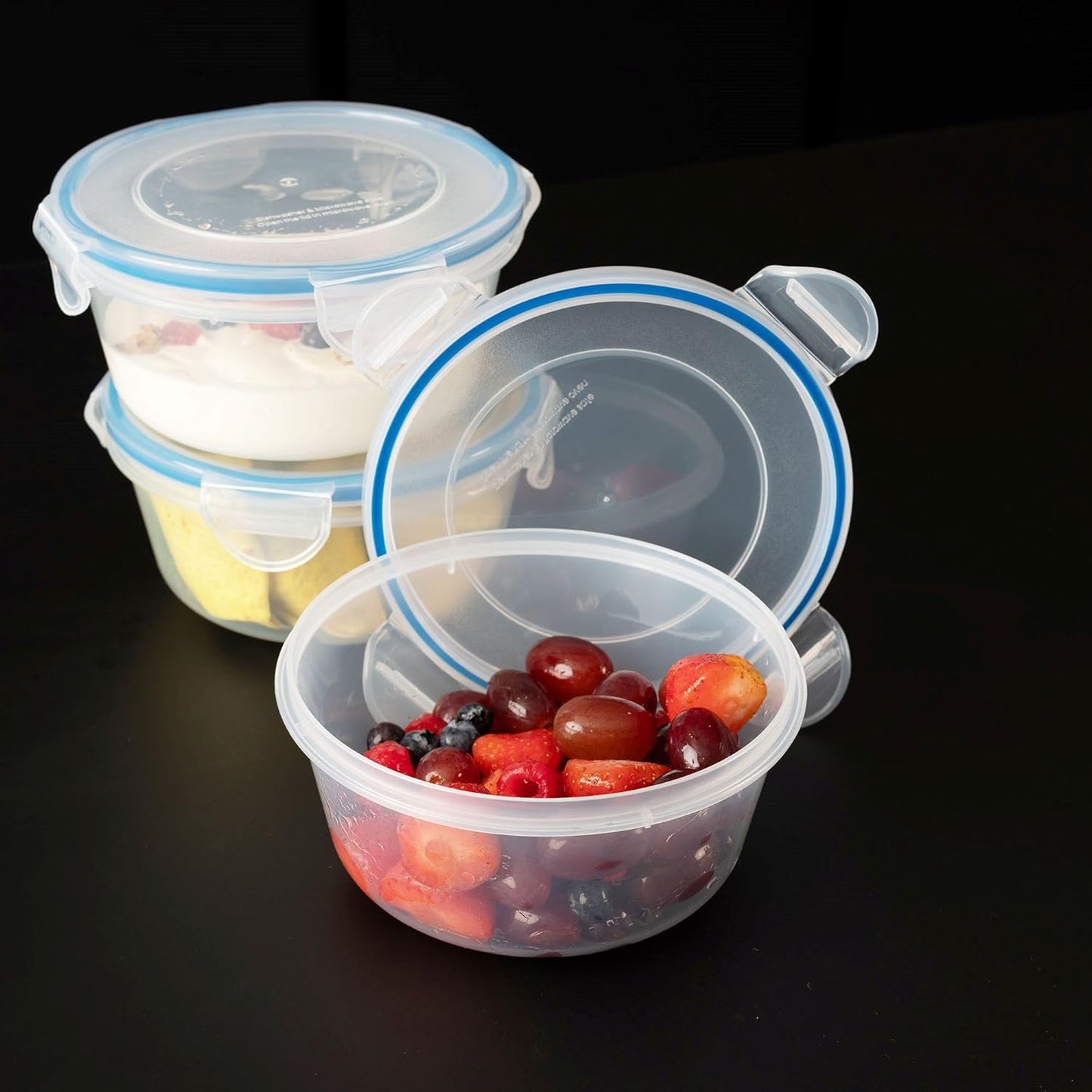 Addis Clip Tight Food Storage Containers 300 Ml Round Pack Of 3 Clear