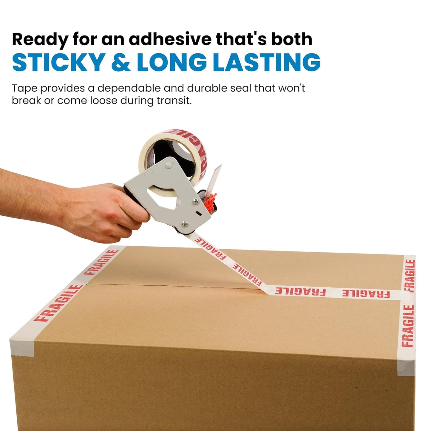 Fragile White & Red Packaging Tape Rolls 48mmx66m