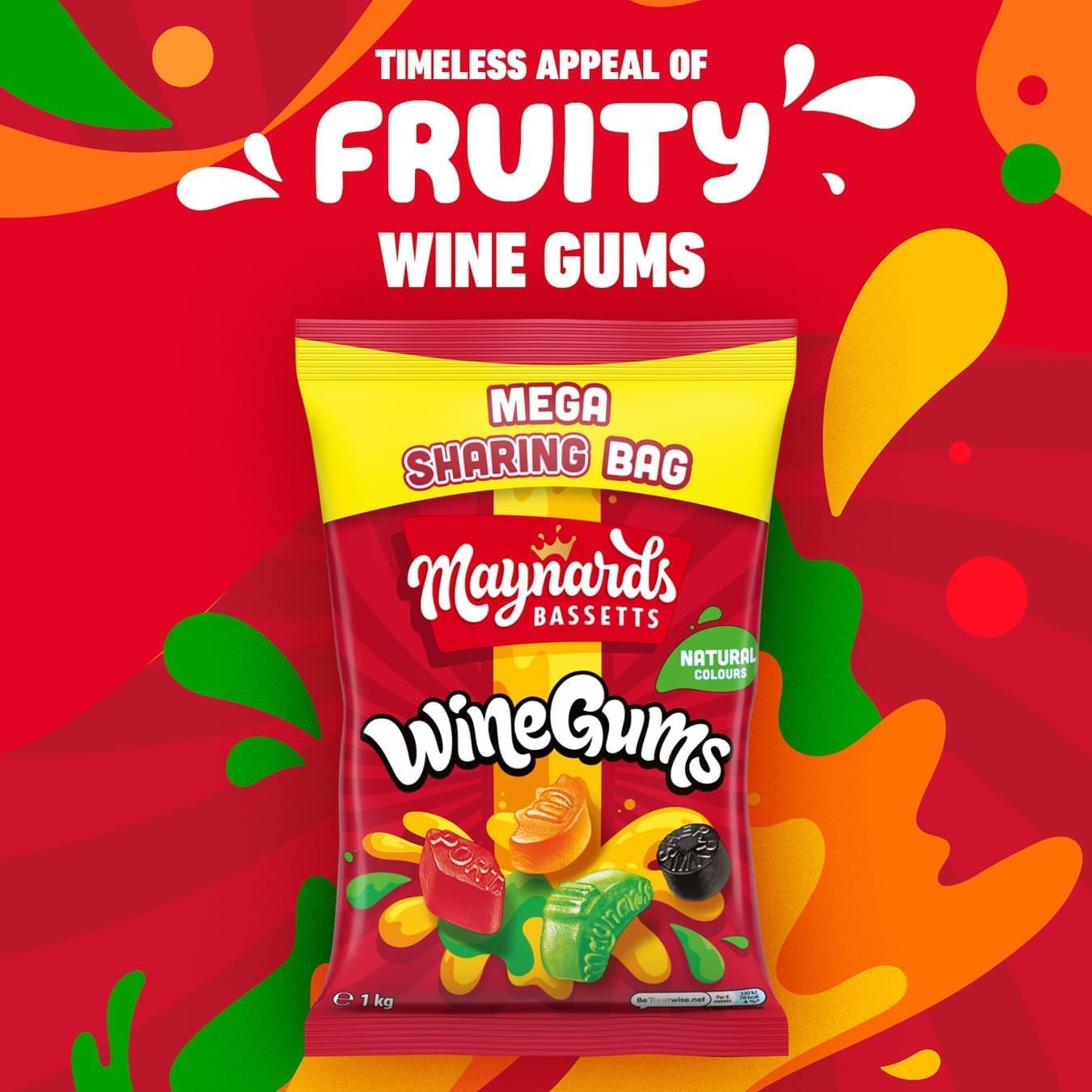 Maynards Bassetts Wine Gums, Mega Sharing Bag 1kg