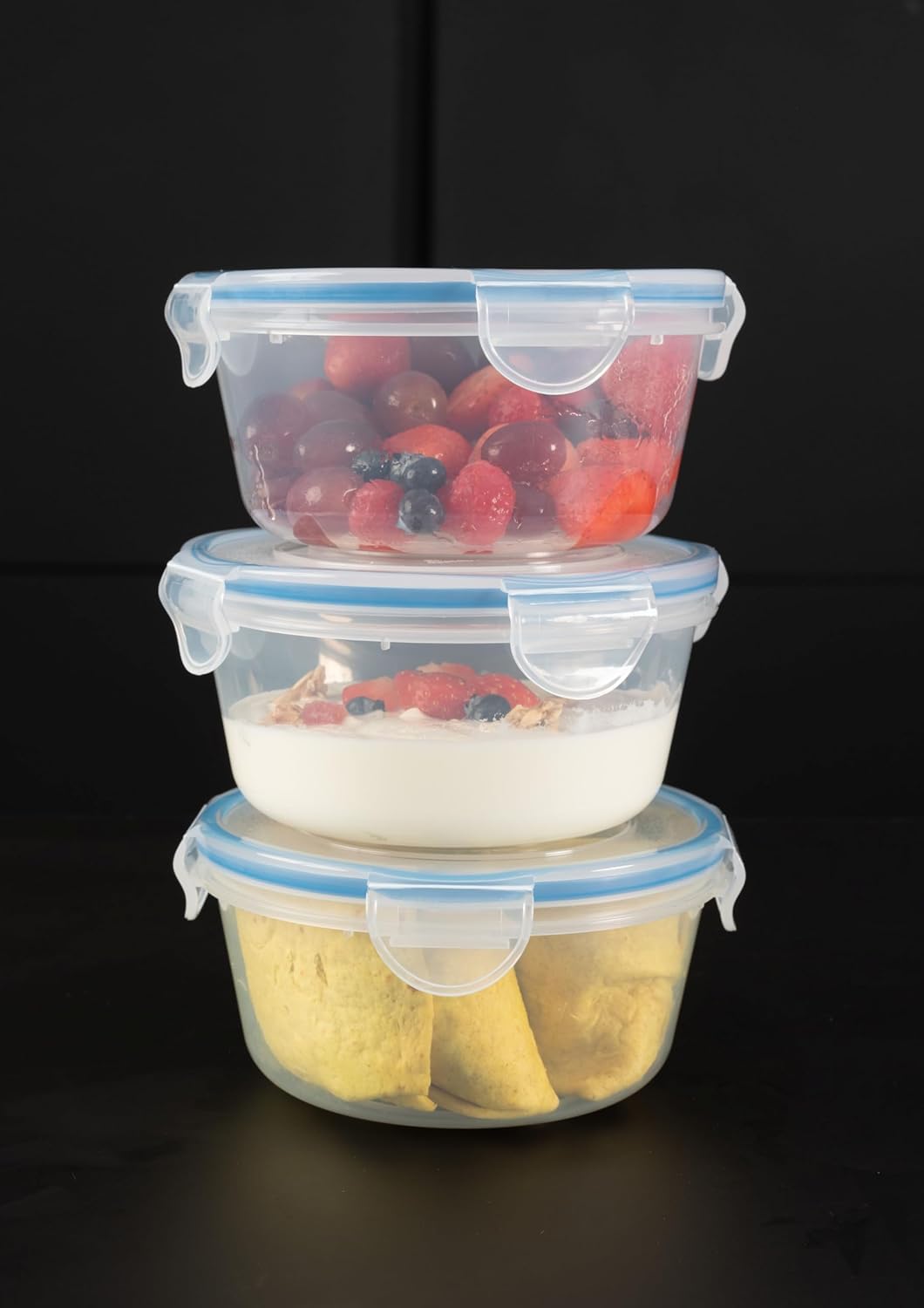 Addis Clip Tight Food Storage Containers 700 Ml Round Pack Of 3 Clear
