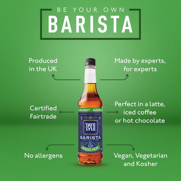 Tate & Lyle Fairtrade Hazelnut Barista Coffee Syrup 750ml.