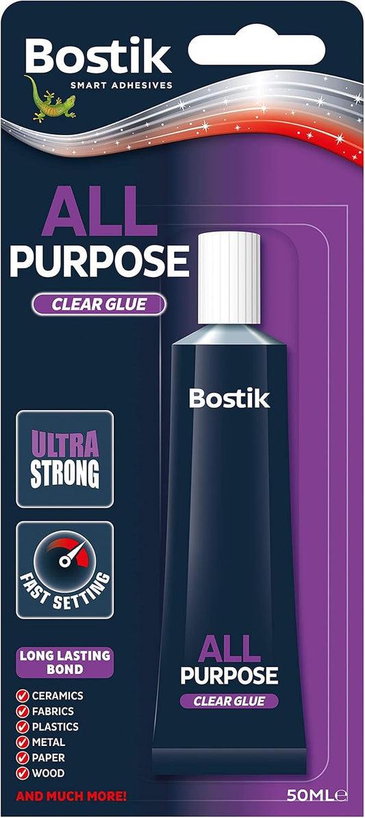 Bostik All Purpose, Ultra Strong, Fast Setting, Clear Glue 50ml